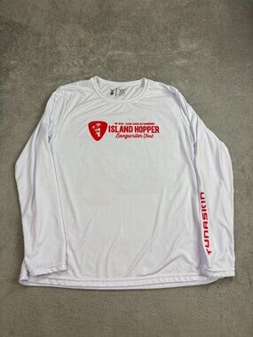 Tunaskin Island Hopper Songwriter Fest Shirt Womens XL White Performance Guitar